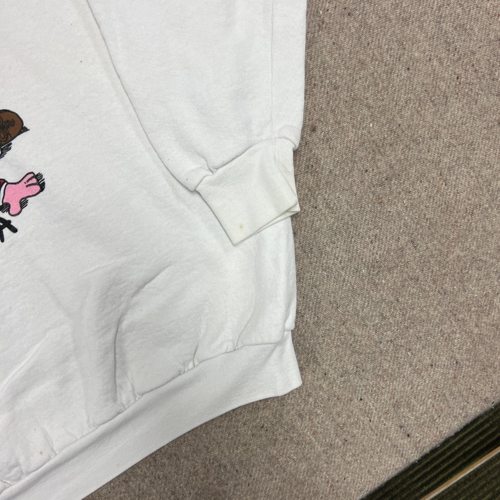 Vintage Moose Milk Sweatshirt Mens XL White 1990s Canada Cartoon Funny Comic - Picture 4 of 12